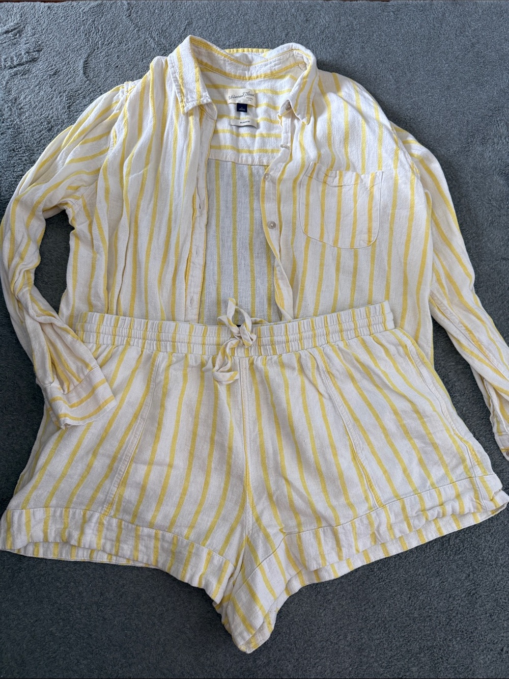 Universal Thread Yellow & White Striped Relaxed Set